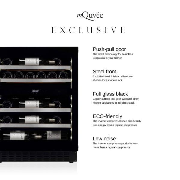 Cantinetta Armadio Frigo per Vino da Incasso - WineKeeper Exclusive 112D Fullglass Black Push-Pull - mQuvée