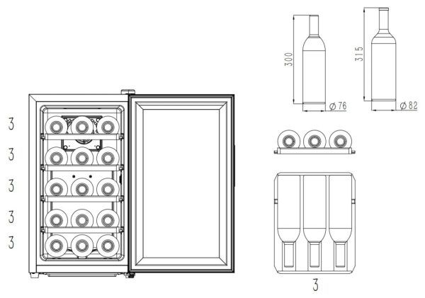 Cantinetta Frigo per Vino Termoelettrica a Libera Installazione - Northern Collection 15 Black - Cavin