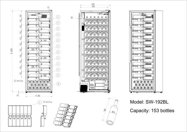 Cantinetta Frigo per Vino a libera installazione - WineExpert 192 Fullglass Black Label-view - mQuvée