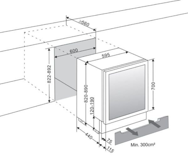 Cantinetta Frigo per Vino da Incasso - WineChamber 700 60D Custom Made - mQuvée