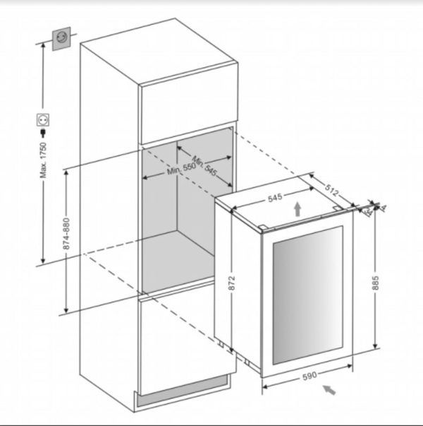 Cantinetta Frigo per Vino da Incasso - WineKeeper 49D Fullglass Black - mQuvée
